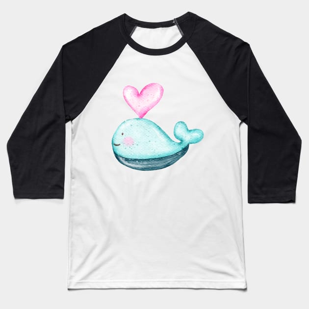 lovely whale in the ocean Baseball T-Shirt by A&A